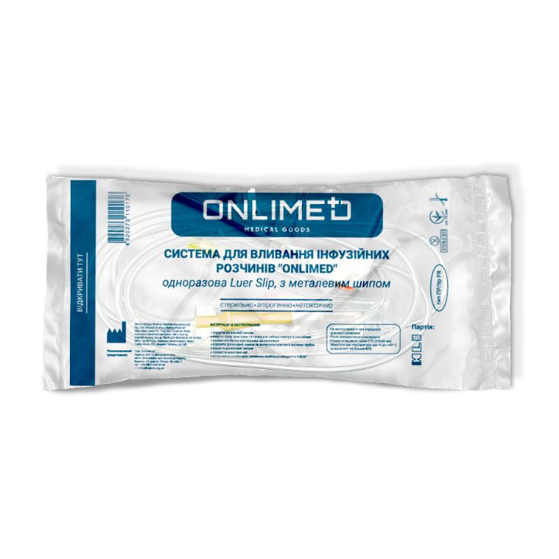 Система для вливання інфузійних розчинів "ONLIMED", одноразова Luer Slip, з металевим шипом